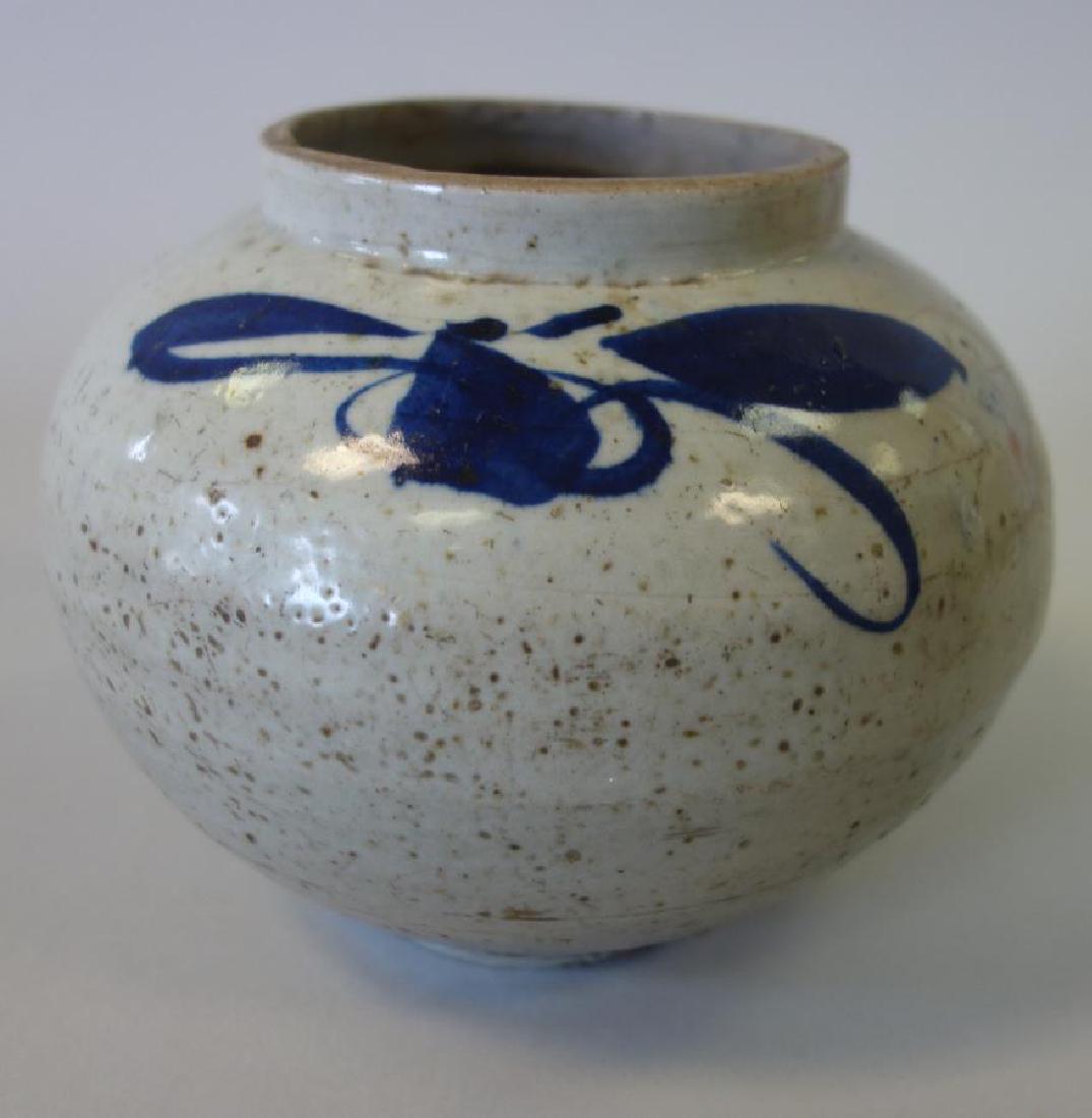 Korean Porcelain Jar, Yi Dynasty, Stylized Motif (1 of 3)