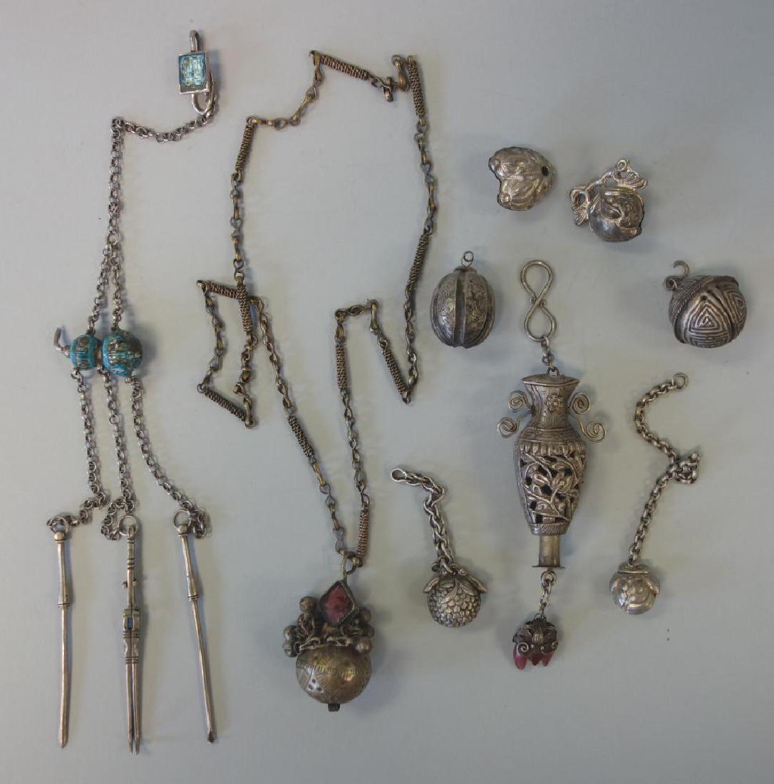 Chinese Silver Pendants, Bells & Beads (1 of 3)