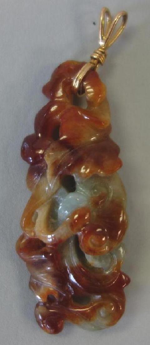 Chinese Celedon & Russet Jade Pendant (1 of 2)