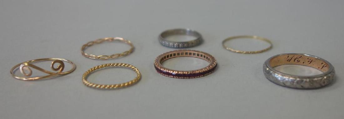 Seven 18K & 14K Gold Ring Bands + Ruby Eternity (1 of 2)
