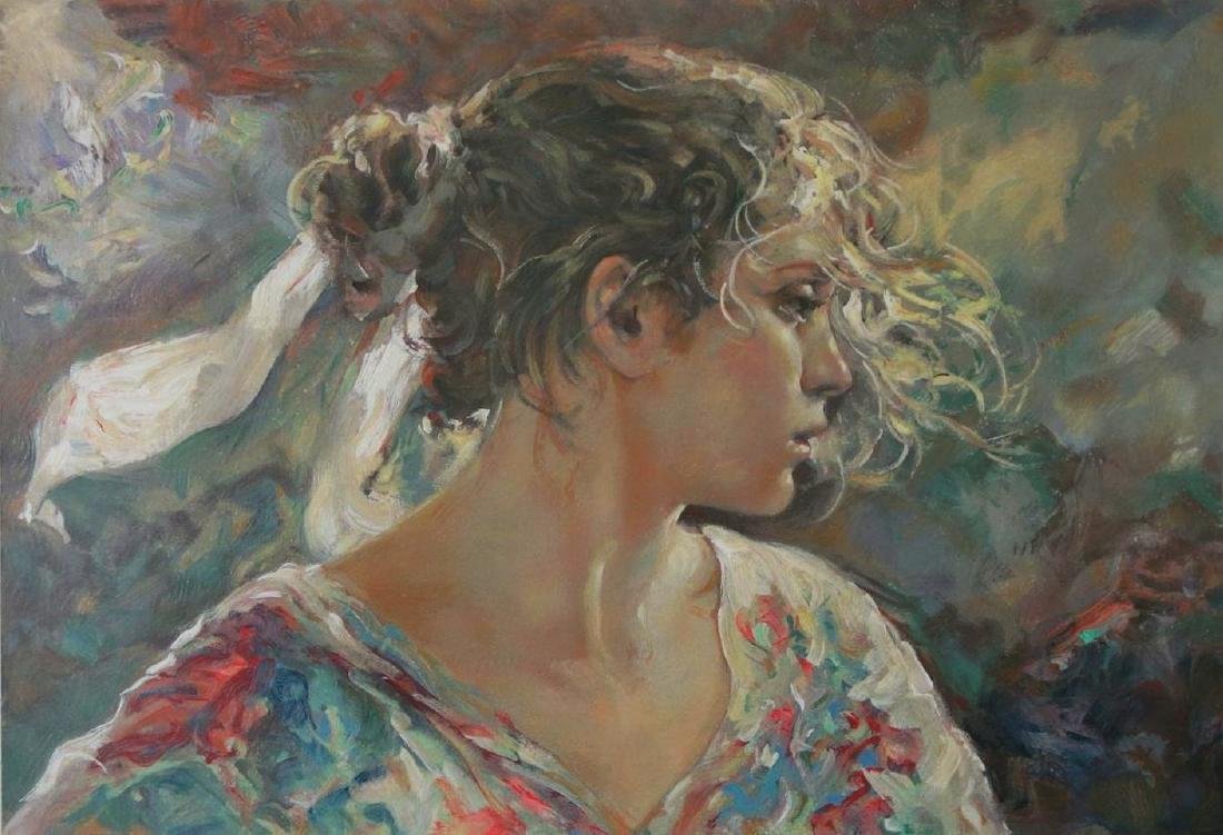 Jose Royo (b-1941) Nostalgia: Jose Royo (Jose Mateu San Hilario, b-1941 Spain). Framed serigraph titled: Andaluza. Printed on white museum board (paper) numbered 91 / 115. Artist signed lower right. Sight measurement 16" x 22". Fr