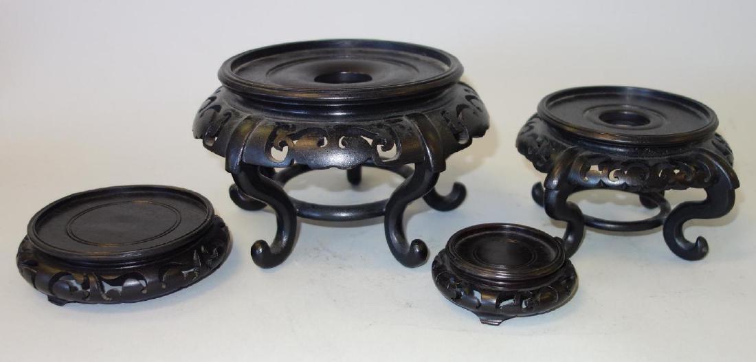 4 Chinese Carved Wood Stands, (2 Hong Kong) (1 of 1)