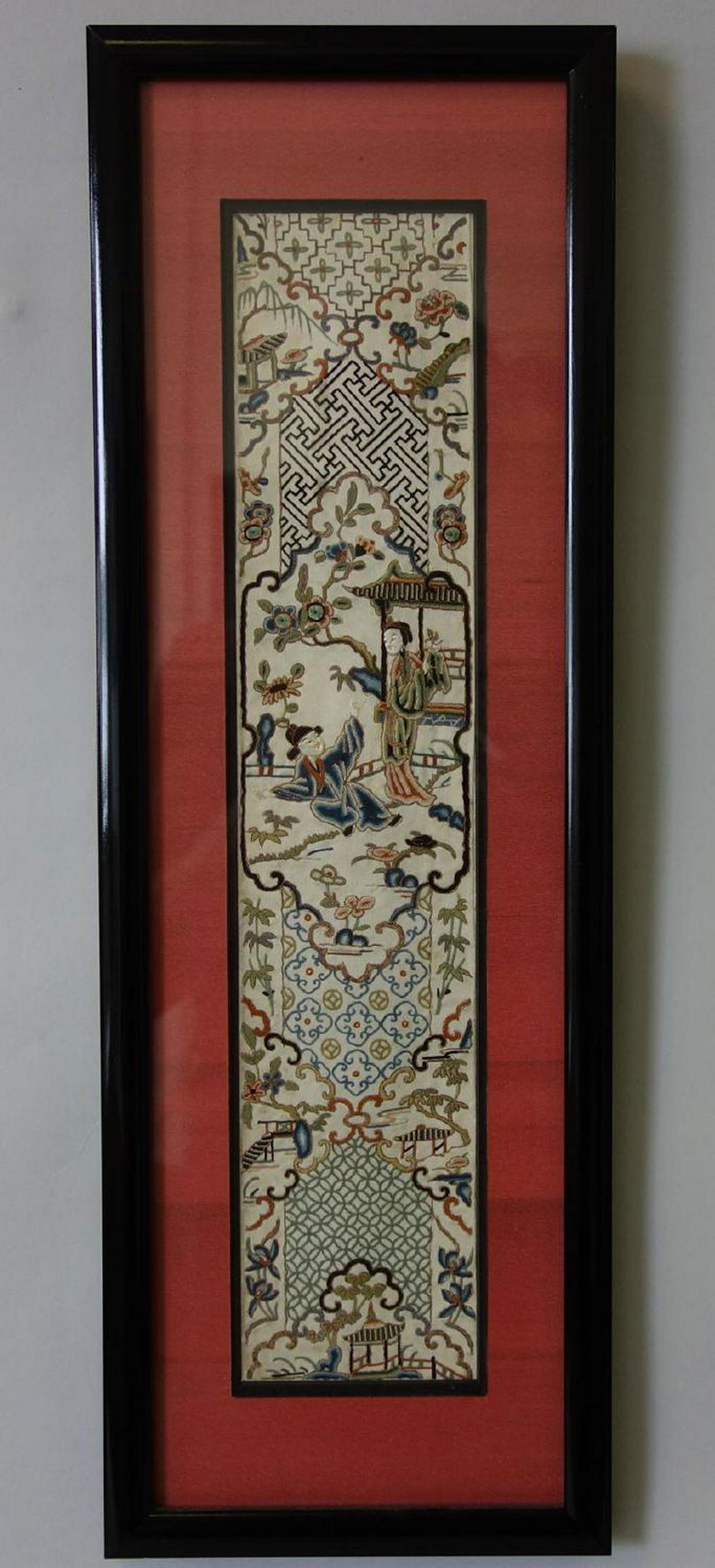 Fine Chinese Silk Embroidered Sleeve Band, Framed (1 of 4)