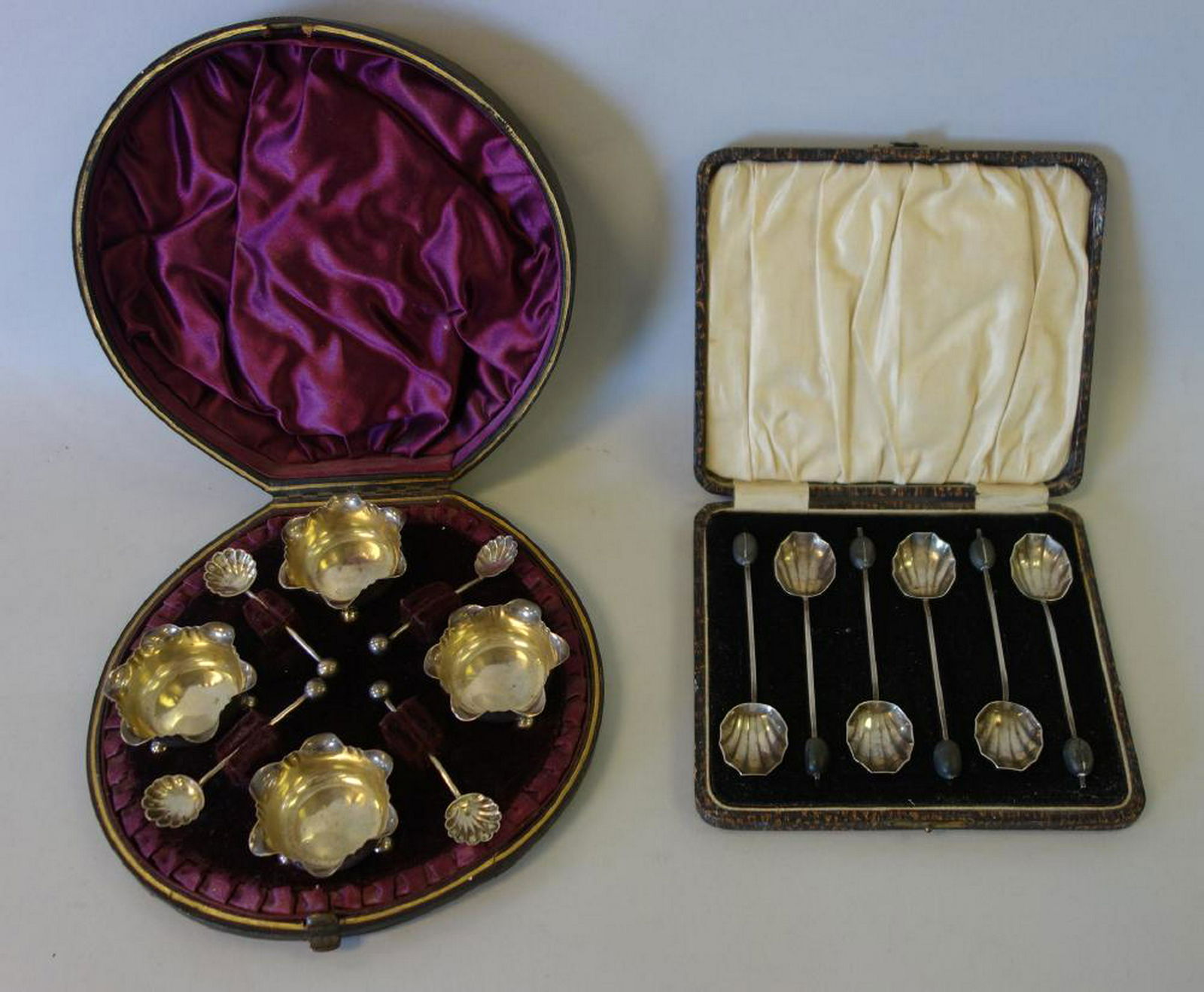 English Sterling Salts & Coffee Spoons, Cased (1 of 4)