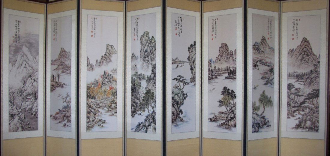 Korean 8-Panel Seasonal Scene Folding Screen (1 of 16)