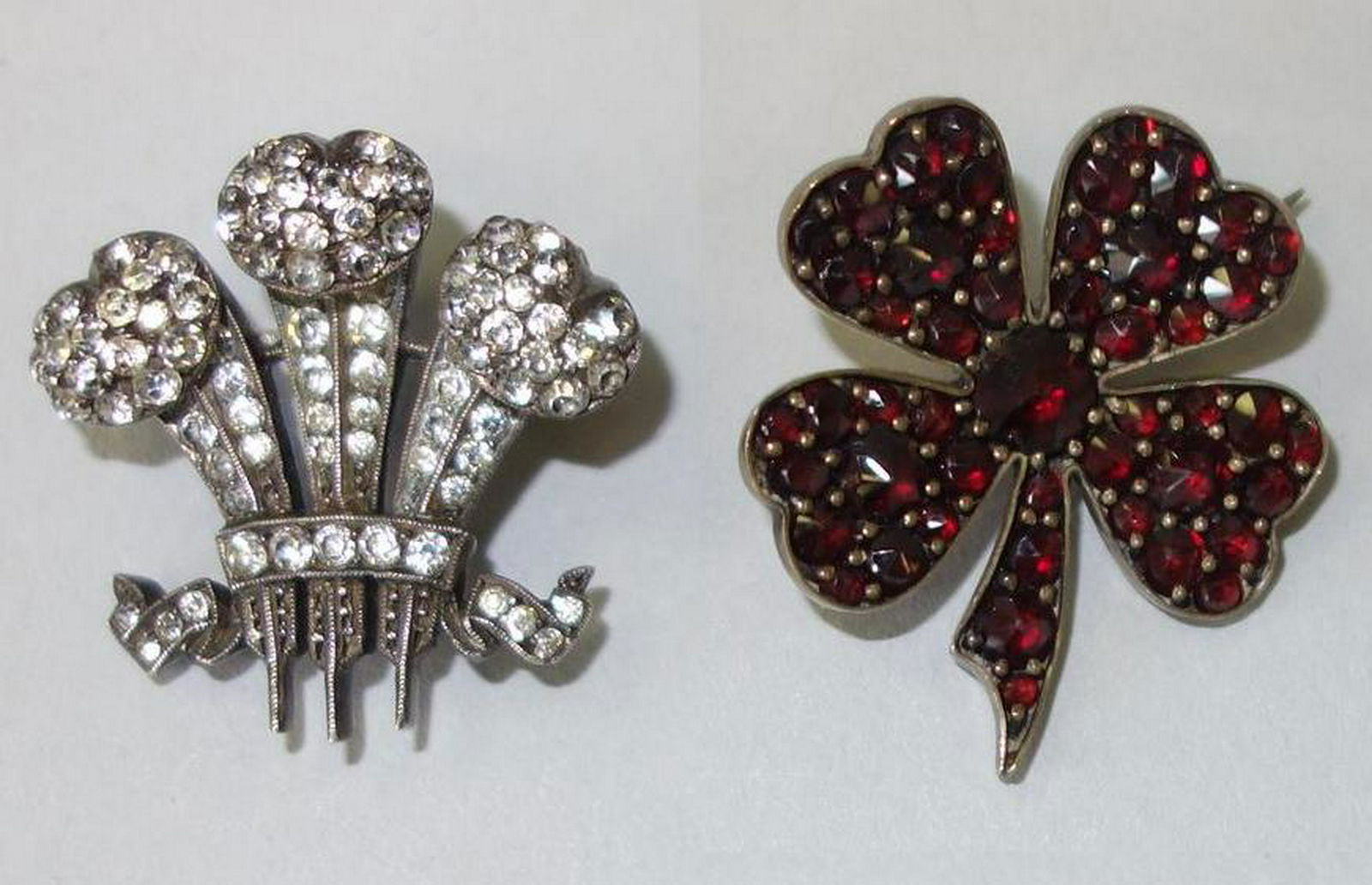 2 Vintage Brooches, Garnet & Rhinestone (1 of 1)