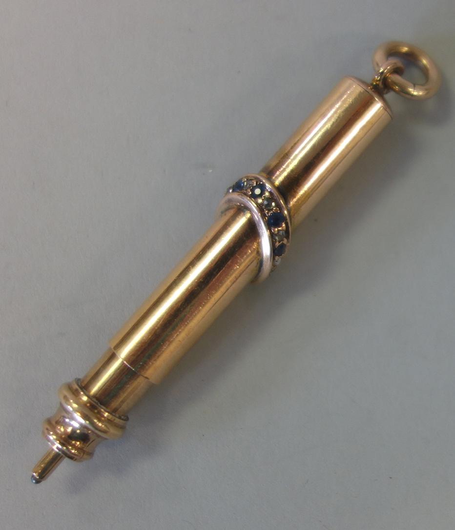 14K Gold, Diamond & Sapphire Pencil / Pendant (1 of 2)