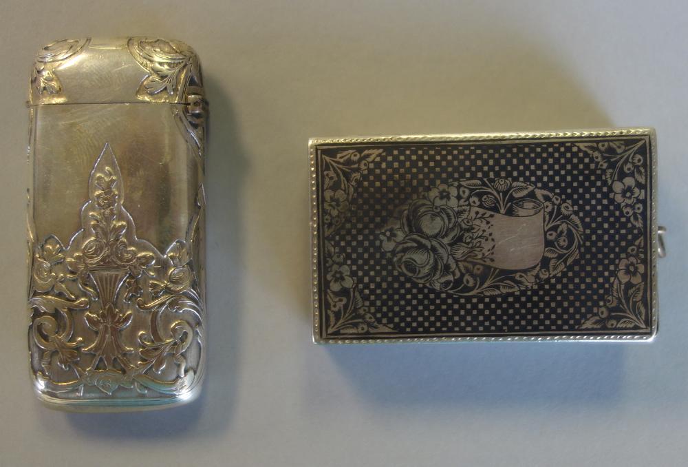 19thc Niello Silver Match Box & French Silver Case (1 of 3)