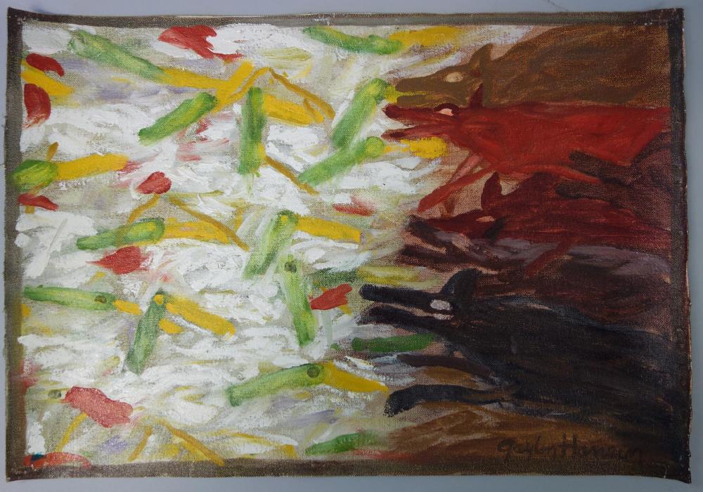 Gaylen Hansen (b-1921, WA) Ducks & Dogs II (1 of 3)