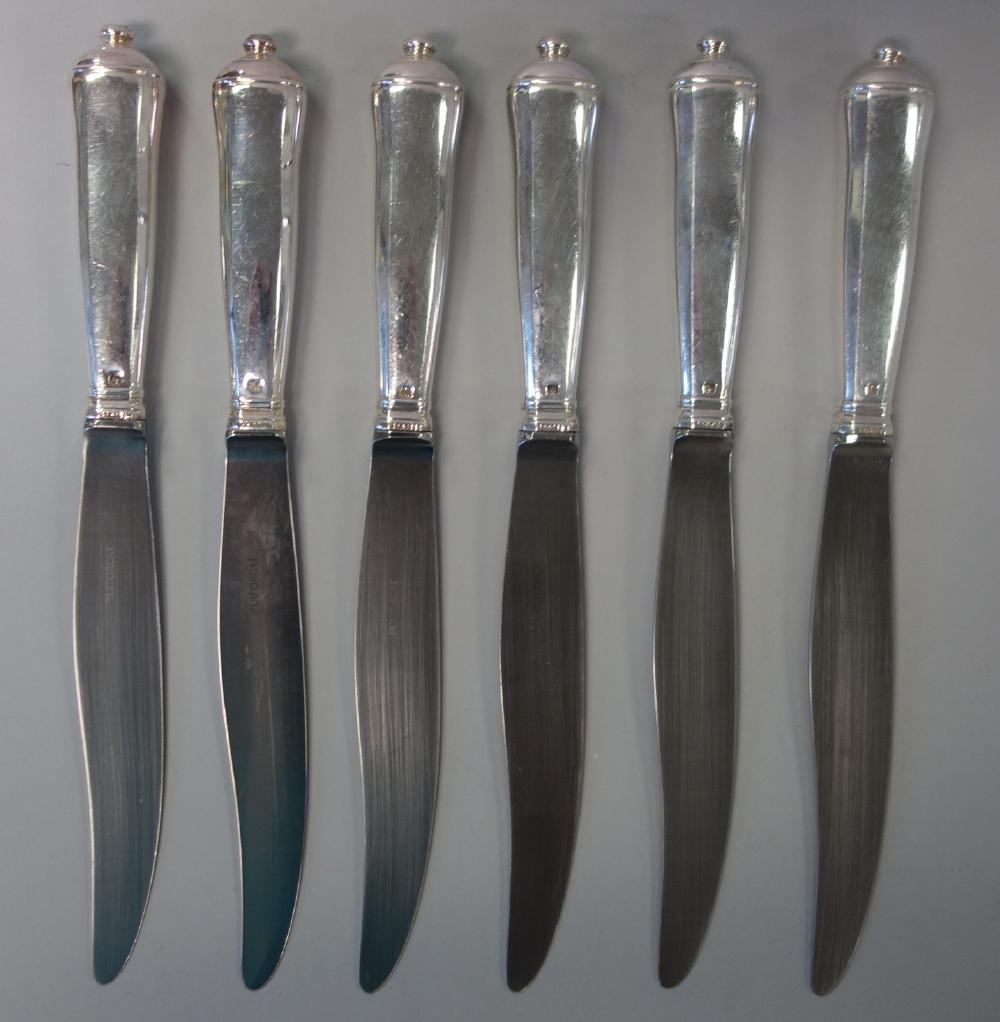 6 Puiforcat Silverplate Dinner Knives, Richelieu (1 of 2)