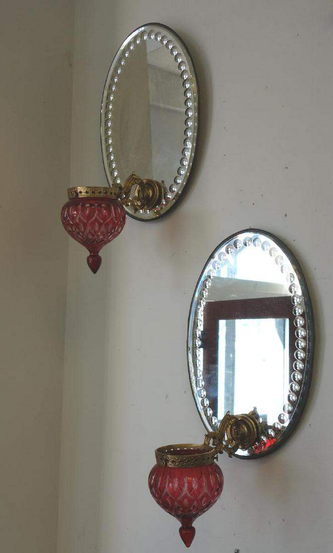 Sconces, Mirror Back & Ruby Glass Epergne Bowls (1 of 4)