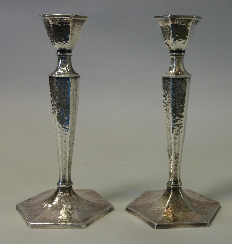 Weidlich Hammered Silverplate Candlesticks (1 of 1)