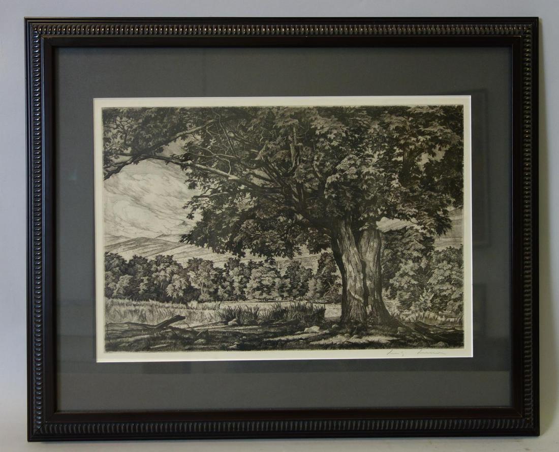 Luigi Lucioni (1900-1988) Etching, Shade Tree (1 of 2)