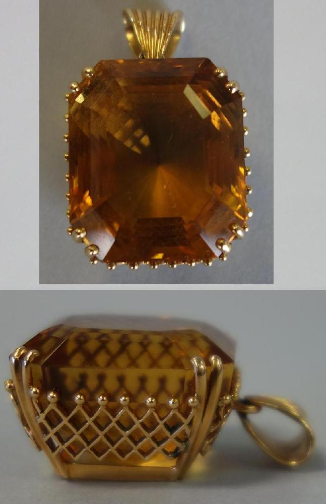 18K Gold & Citrine Pendant, 52 Carats (1 of 3)