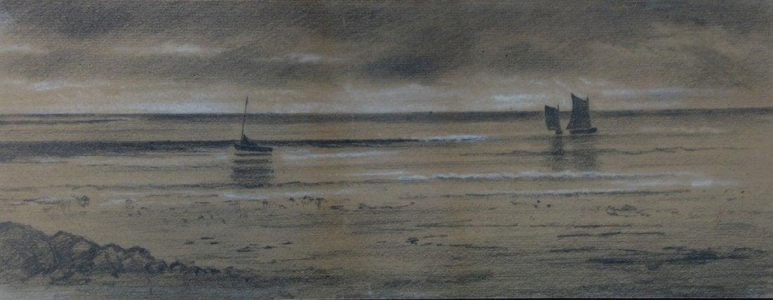 Nautical Drawing, Sailing Ships at Sea, 1924 (1 of 2)