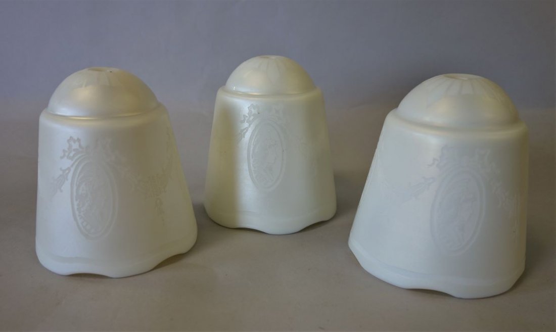 3 Steuben Calcite Glass Shades, Neo-Classical (1 of 2)