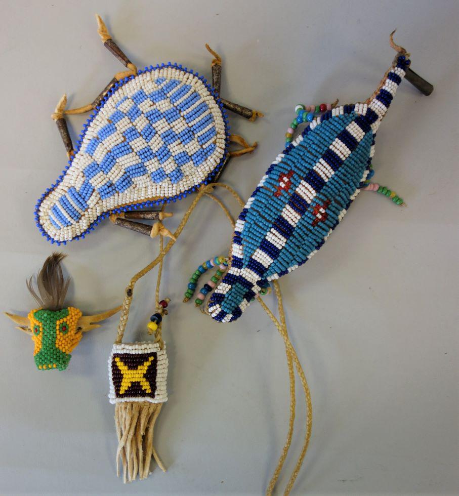 Beaded Pin Cushions, Pouch & Bull Ornament (1 of 3)