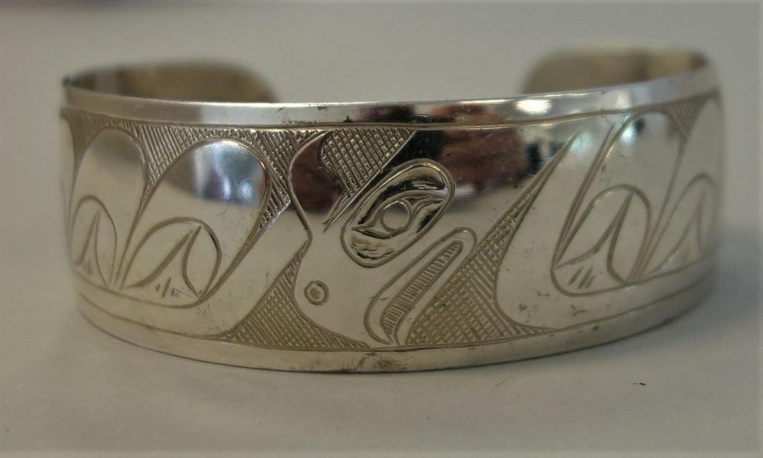 Northwest Coast Sterling Raven Cuff Bracelet (1 of 3)