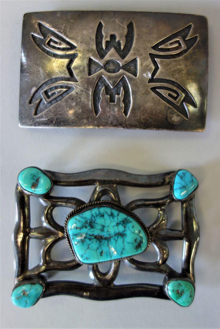 Navajo Sterling & Turquoise Belt Buckles, Bennett (1 of 1)