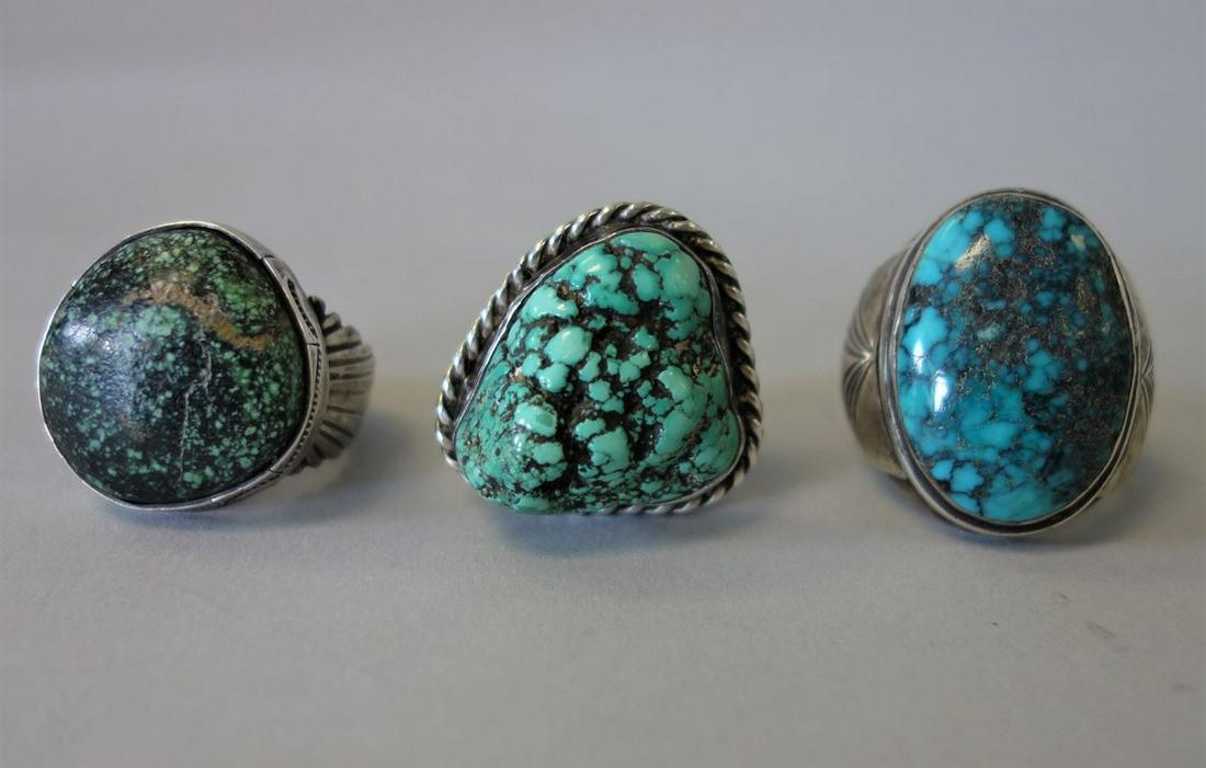 3 Navajo Turquoise & Sterling Rings (1 of 2)