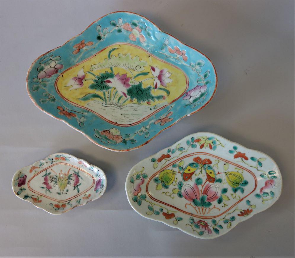 3 Chinese Famille Rose Porcelain Footed Tazzas (1 of 3)