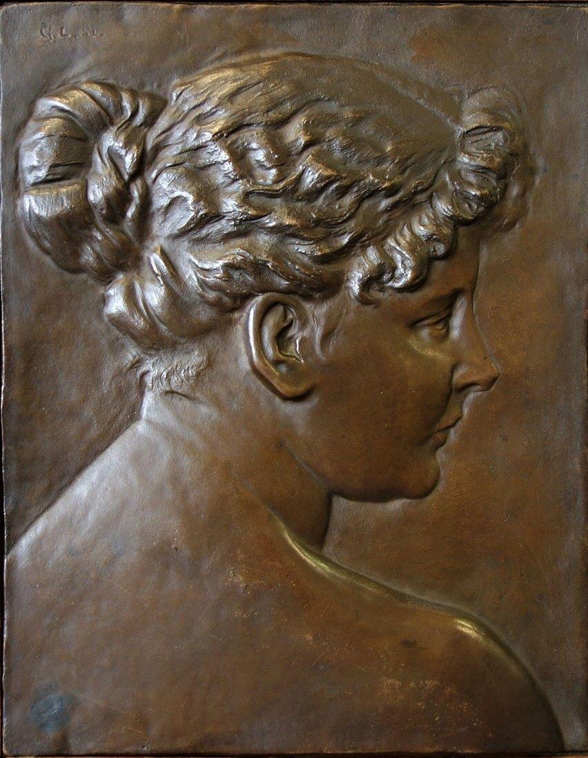 Gaston Leroux (1854-1942) Bronze Plaque of a Woman (1 of 4)