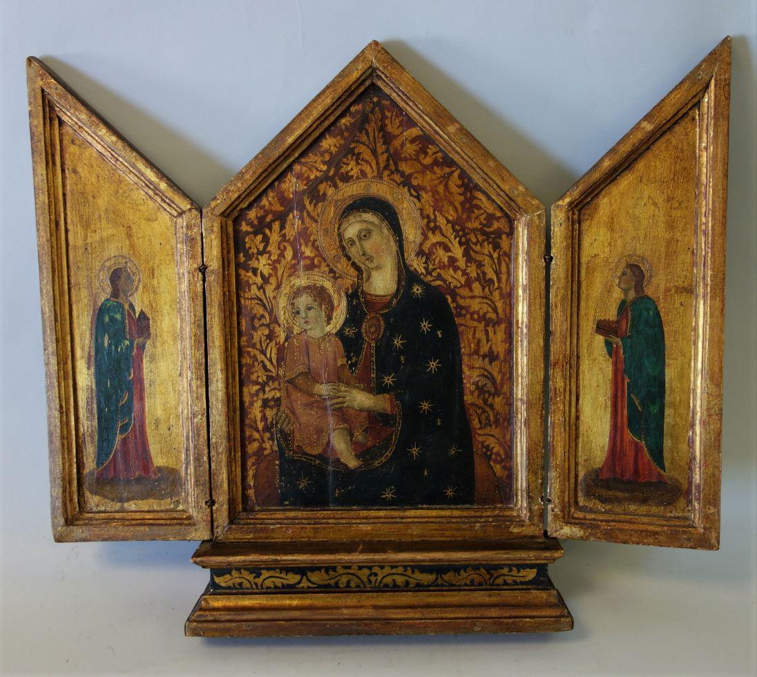 19thc Italian Triptych Shrine, Madonna & Child (1 of 6)