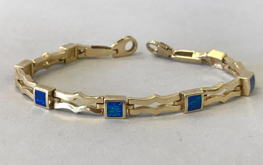 14K Gold & Black Opal Link Bracelet (1 of 3)