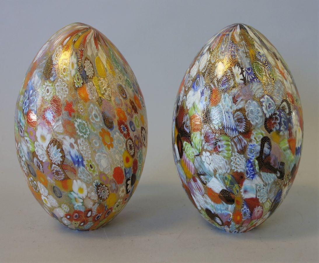 Millefiori Murano Glass Egg Formed Shades, Pair (1 of 2)