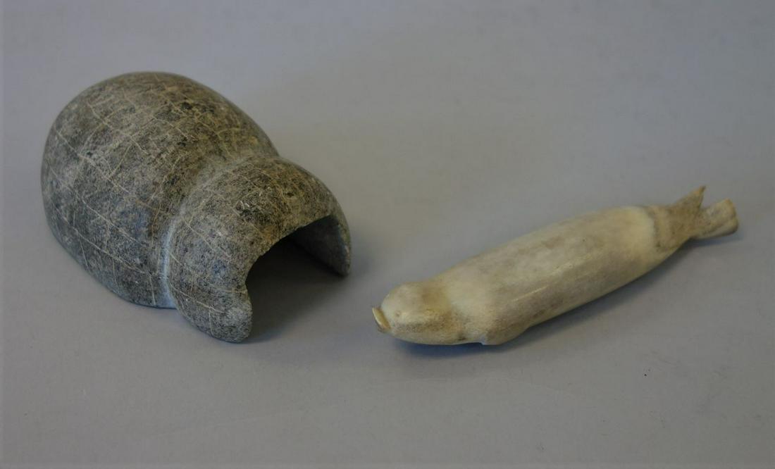 Inuit Stone Igloo & Seal Carving (1 of 3)