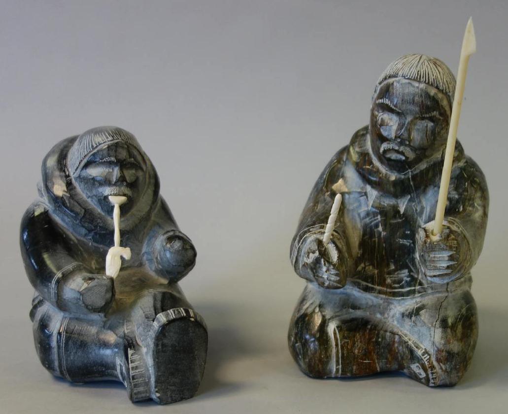 2 Inuit Eskimo Stone Carvings by Ynoalook (1 of 4)