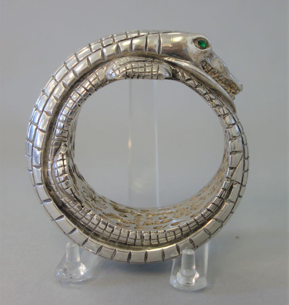 STERLING Crocodile / Alligator  Cuff Bracelet (1 of 4)