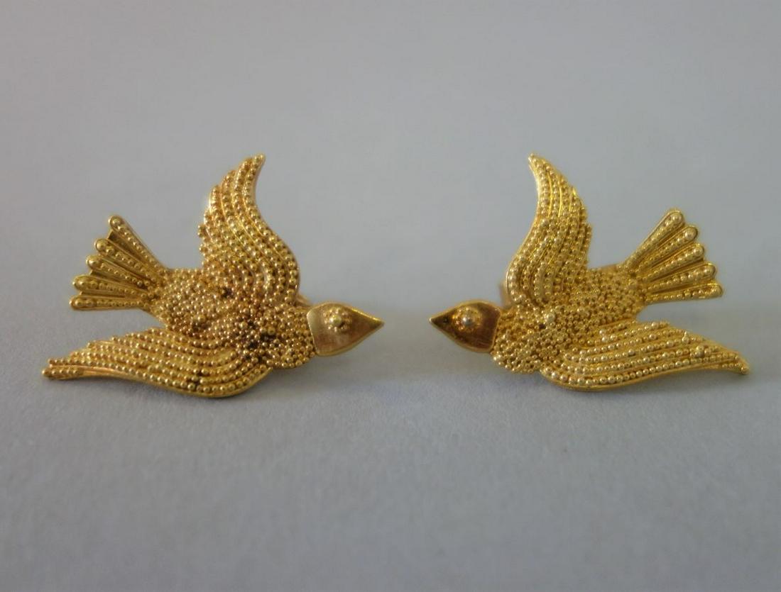22K Gold Bird / Dove Formed Earrings, Penny Benton (1 of 1)