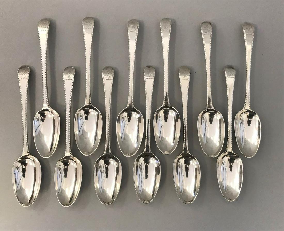 12 English Sterling Tablespoons, 1771, Lion Crest (1 of 3)