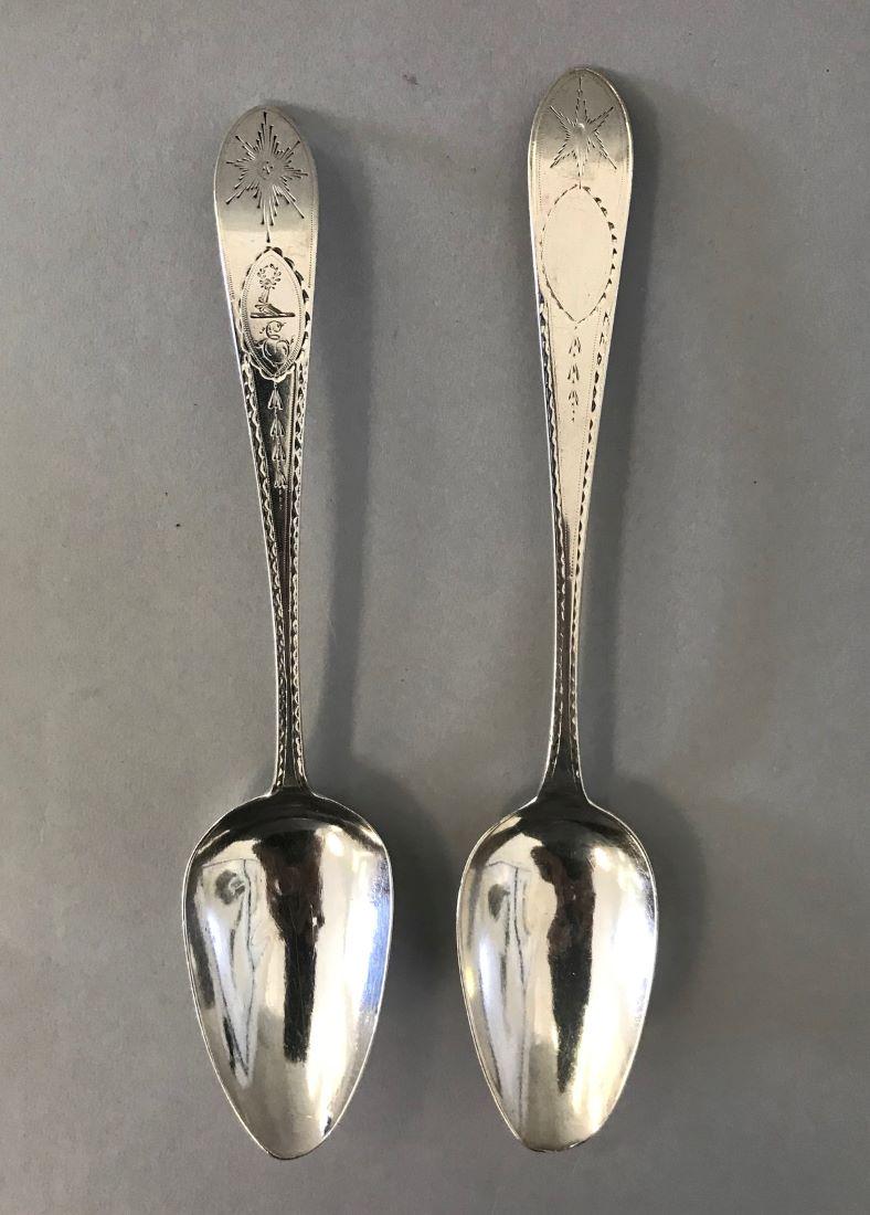 2 Irish Sterling Tablespoons, Dublin 1767 & 1800 (1 of 3)