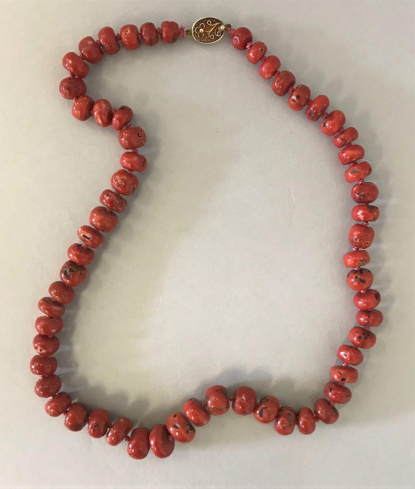 Vintage Asian Red Coral Beaded Necklace (1 of 3)