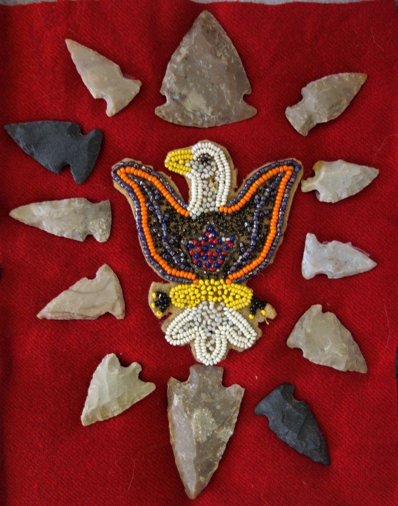 Indian Arrowhead Collection & Beaded Eagle (1 of 2)