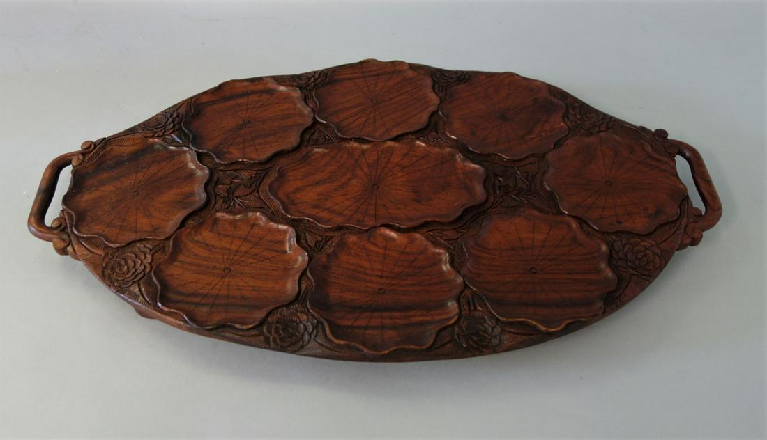 Carved Hardwood Lily Pad Serving Tray (1 of 3)