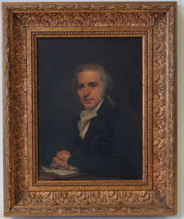 John Philip Kemble after Sir William Beechey: Framed oil on canvas board. The portrait painting depicts English actor, John Philip Kemble (1757-1823) after the 1798 portrait painting by Sir William Beechey (1753-1839) Measures 11-5/8" x 8.5". Wel