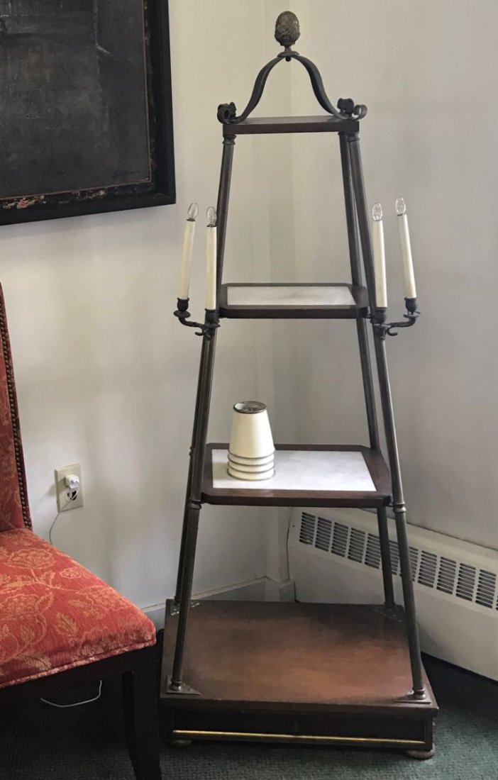 Tiered Triangular Etagere with 4 Light Candelabra (1 of 3)