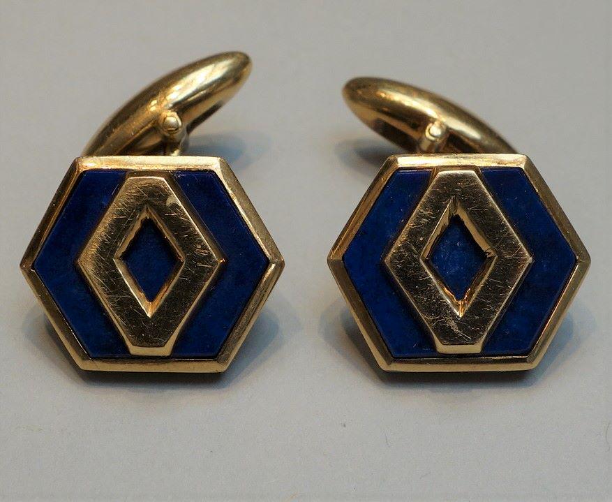 Bulgari 18K Italian Gold & Lapis Lazuli Cufflinks (1 of 2)