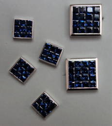 Graff Sapphire & 18K White Gold Cufflinks & Studs