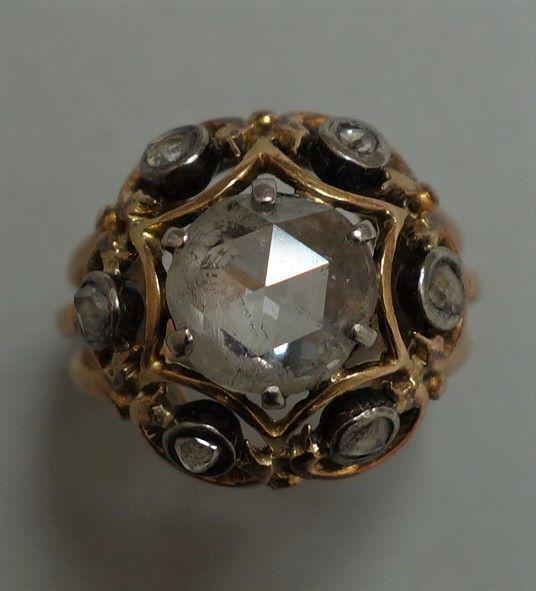 Antique Rose Cut Diamond & 14K Gold Ring, 2.91 Cts (1 of 5)