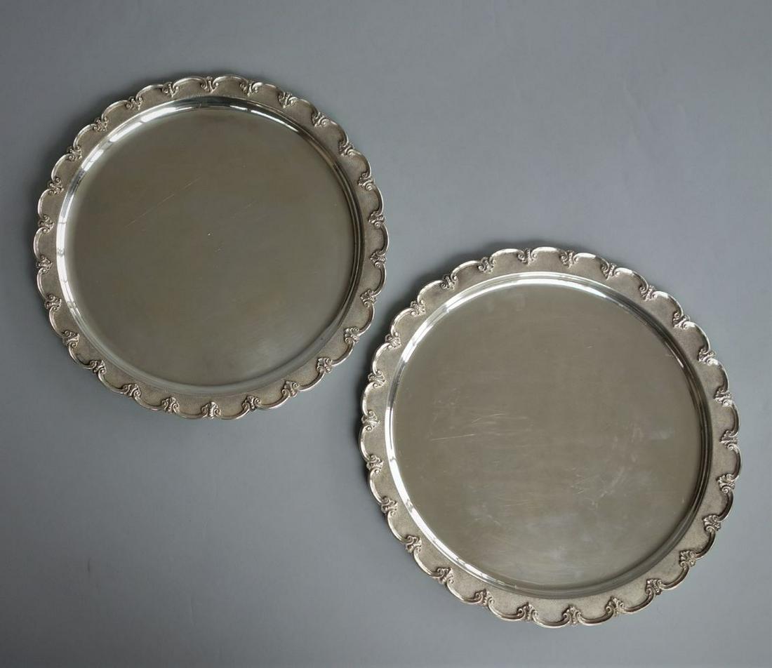 Italian Silver Salver Trays, Marinai (Pair) (1 of 5)