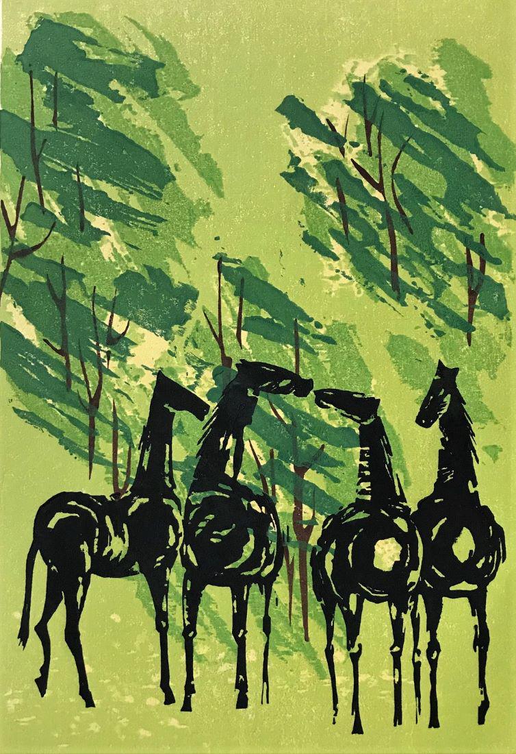 Tamami Shima (b-1937) Horses in Spring (1 of 3)