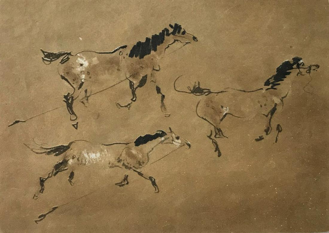 Kaiko Moti (1921-1989) La Fuite, Aquatint Etching (1 of 3)