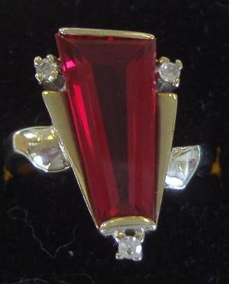 Art Deco Ruby Ring set in 10K White Gold