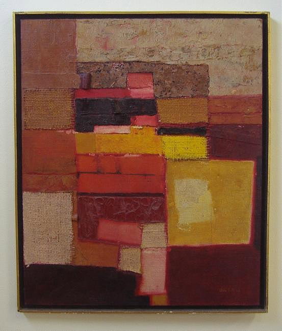Hugo de Soto (1928- ) Abstract Mixed Media: Framed mixed media work by Cuban American artist Hugo de Soto. The piece is signed lower right and dated 62. The reverse reads: Hugo de Soto Firenze 62, "Laberinto Alizarino". Overall framed measureme