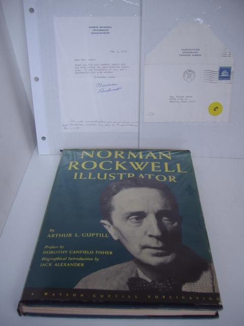 Norman Rockwell Illustrator Book & Signed Letter: The book: "Norman Rockwell Illustrator" by Arthur L.Guptill. Includes a signed letter addressed to the owner of the book from Norman Rockwell on his stationary.