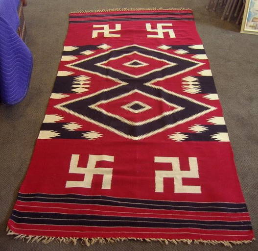 Native American Blanket Rug Ancient Swastika Motif